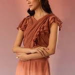 Sky and Sand Frill Top and Pant Set - Western Era Cordset for women