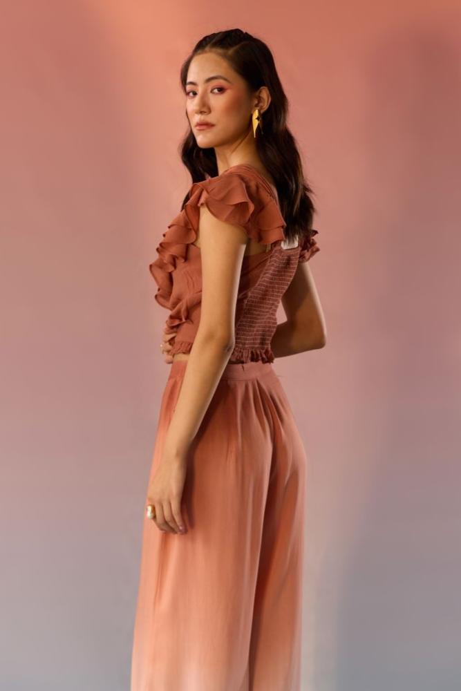 Sky and Sand Frill Top and Pant Set - Western Era Cordset for women