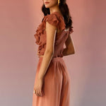 Sky and Sand Frill Top and Pant Set - Western Era Cordset for women