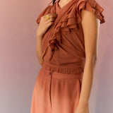 Sky and Sand Frill Top and Pant Set - Western Era Cordset for women