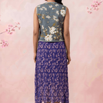 Slate Blossom Floral Print Loop Button with Side Knot Overlay Top - Western Era Tops for women