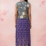 Slate Blossom Floral Print Loop Button with Side Knot Overlay Top - Western Era Tops for women