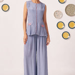 Slate Blue Sleeveless Top & Wide - Leg Pants Co - Ord Set - Western Era Co - ord set for women