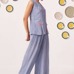Slate Blue Sleeveless Top & Wide - Leg Pants Co - Ord Set - Western Era Co - ord set for women