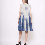 Sleeveless Blue Shibori Print Flare Dress - Western Era Dresses for women