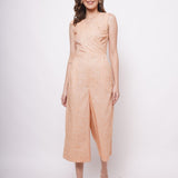 Sleeveless Orange Linen Overlap Jumpsuit - Western Era Jumpsuits for women