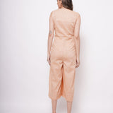 Sleeveless Orange Linen Overlap Jumpsuit - Western Era Jumpsuits for women