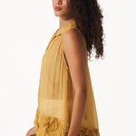 Sleeveless Organza Top with Floral Appliques and Spaghetti - Western Era Tops for women