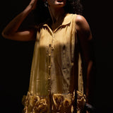 Sleeveless Organza Top with Floral Appliques and Spaghetti - Western Era Tops for women