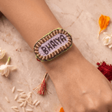 Soft Lavender Embroidered Rakhi with Gold and Pink Embroidered Rakhi - Western Era Rakhi for women