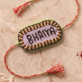 Soft Lavender Embroidered Rakhi with Gold and Pink Embroidered Rakhi - Western Era Rakhi for women