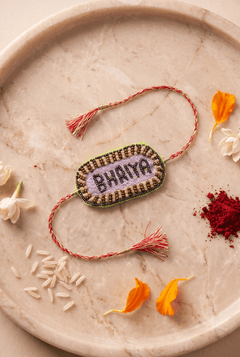 Soft Lavender Embroidered Rakhi with Gold and Pink Embroidered Rakhi - Western Era Rakhi for women