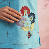 Sora Bloom Flower Embroidery Sleeveless Co - Ord Set - Western Era Co - ord set for women
