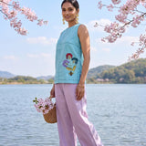 Sora Bloom Flower Embroidery Sleeveless Co - Ord Set - Western Era Co - ord set for women