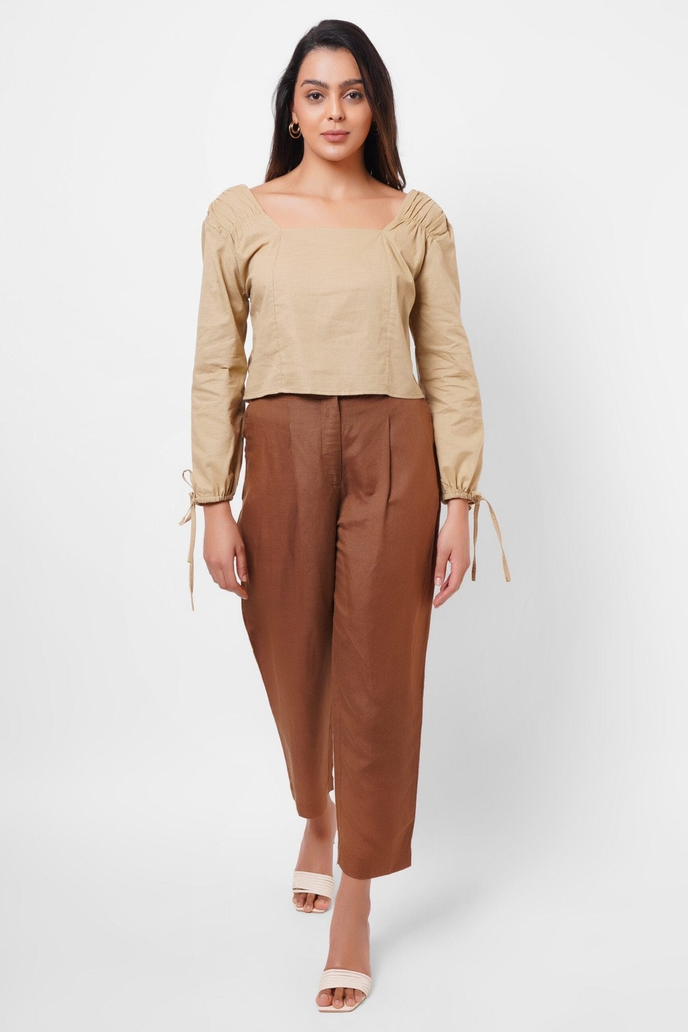Square Neck Mud Top with Elasticated Cuff - Western Era Tops for women