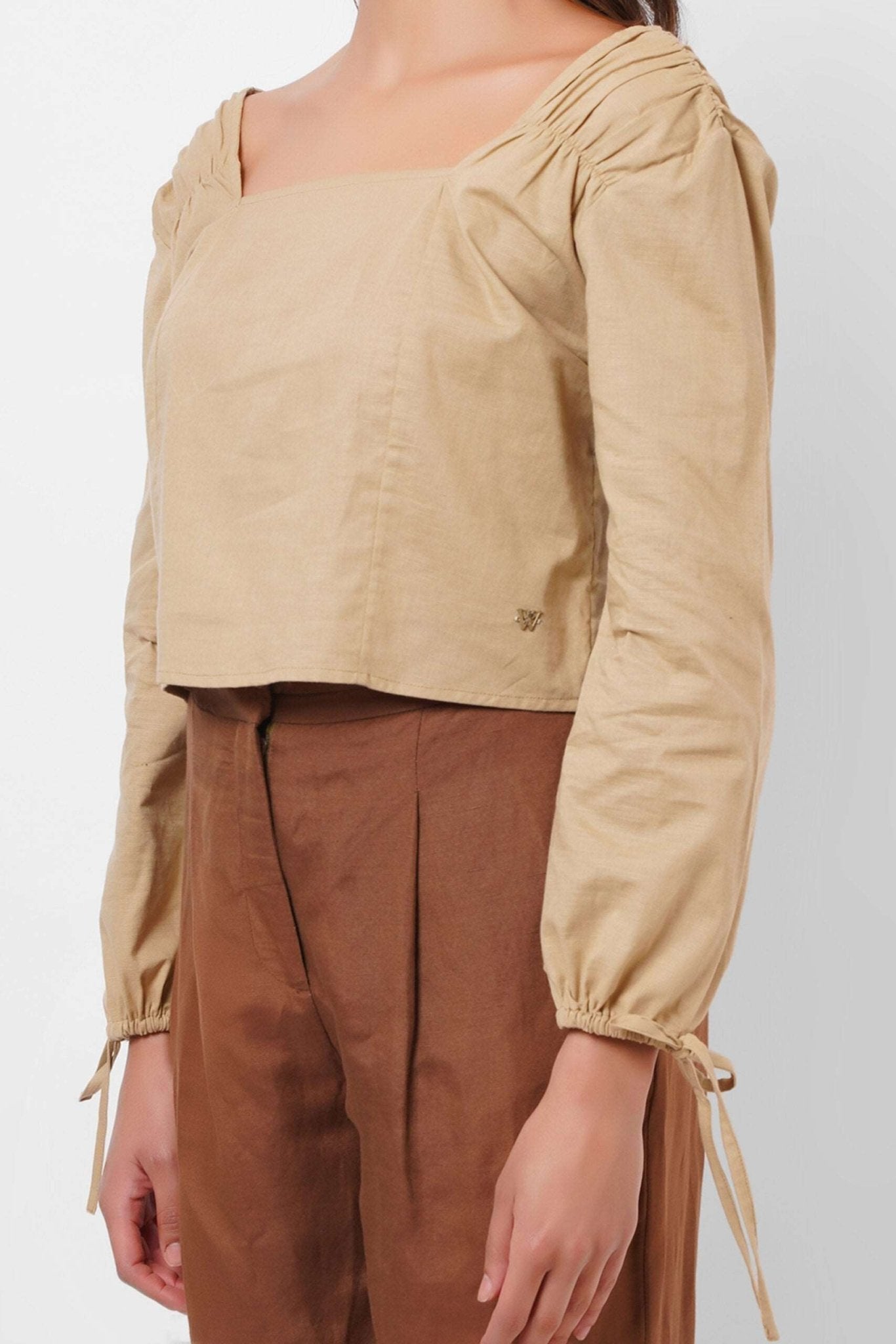 Square Neck Mud Top with Elasticated Cuff - Western Era Tops for women