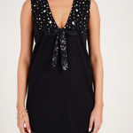 Stardust Embellished Tie - Front Mini Dress - Western Era Dresses for women