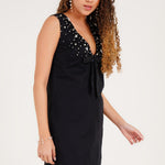Stardust Embellished Tie - Front Mini Dress - Western Era Dresses for women