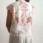 Statement Party Wear Off White Embroidered Collar Dress With Spaghetti - Western Era Dresses for women