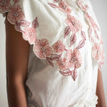 Statement Party Wear Off White Embroidered Collar Dress With Spaghetti - Western Era Dresses for women