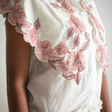 Statement Party Wear Off White Embroidered Collar Dress With Spaghetti - Western Era Dresses for women