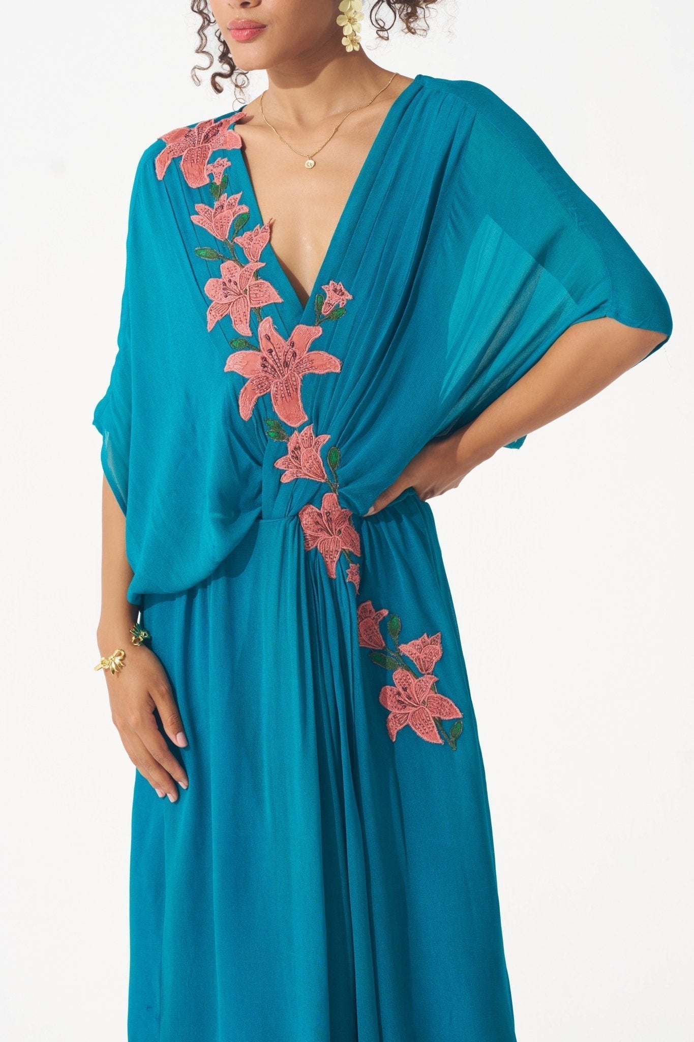 Statement Wear Floral Patch Embroidered Dress with Spaghetti - Western Era Dresses for women