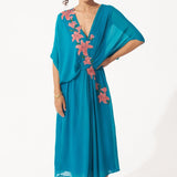 Statement Wear Floral Patch Embroidered Dress with Spaghetti - Western Era Dresses for women