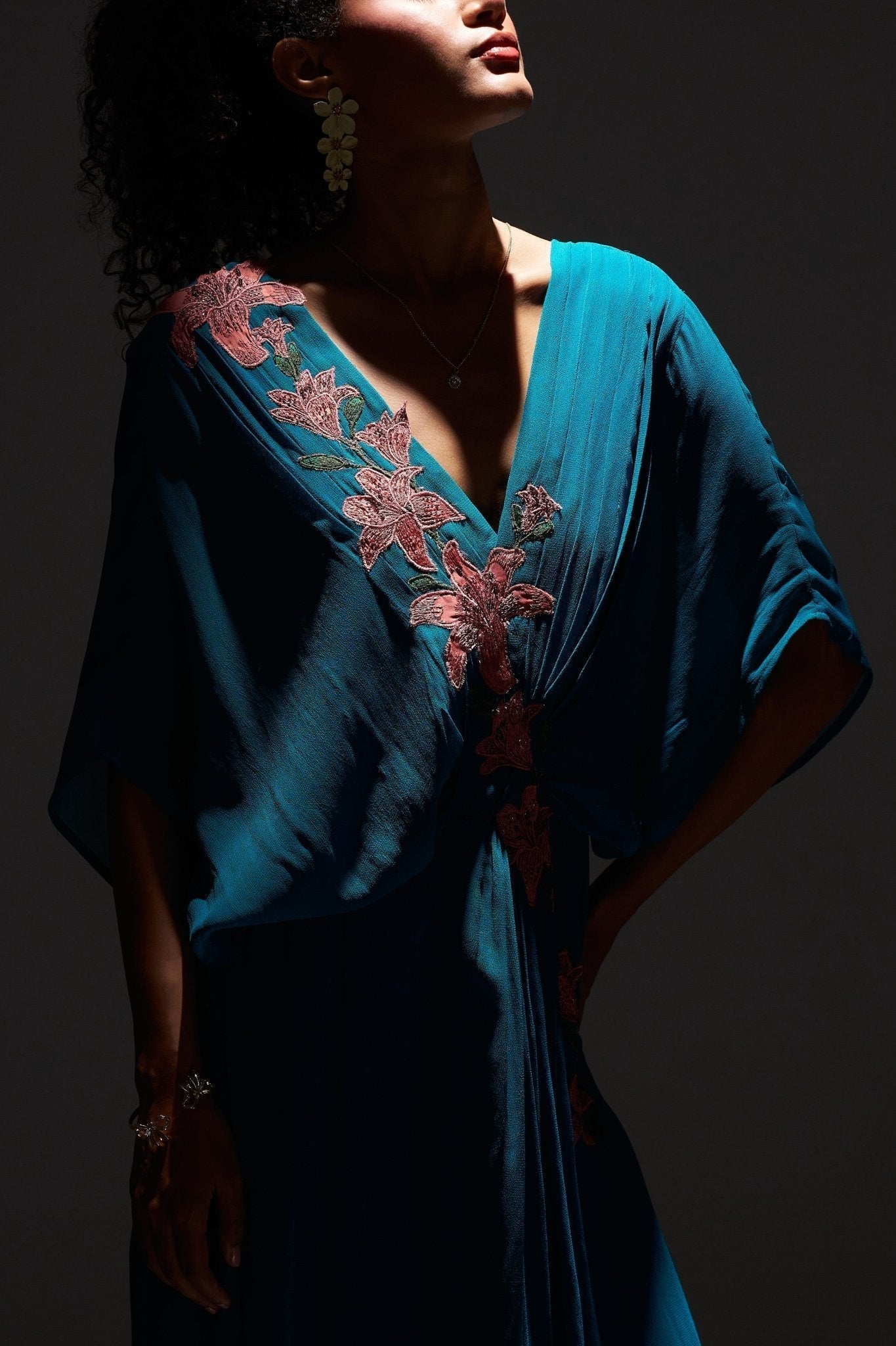 Statement Wear Floral Patch Embroidered Dress with Spaghetti - Western Era Dresses for women