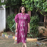 Statement Wear Pleated sleeves Dori Embroidered Dress With Spaghetti - Western Era Dresses for women
