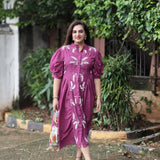 Statement Wear Pleated sleeves Dori Embroidered Dress With Spaghetti - Western Era Dresses for women