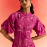 Statement Wear Pleated sleeves Dori Embroidered Dress With Spaghetti - Western Era Dresses for women