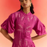 Statement Wear Pleated sleeves Dori Embroidered Dress With Spaghetti - Western Era Dresses for women