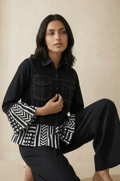 Stripe Panel Shirt with Top Stitch - Western Era Tops for women