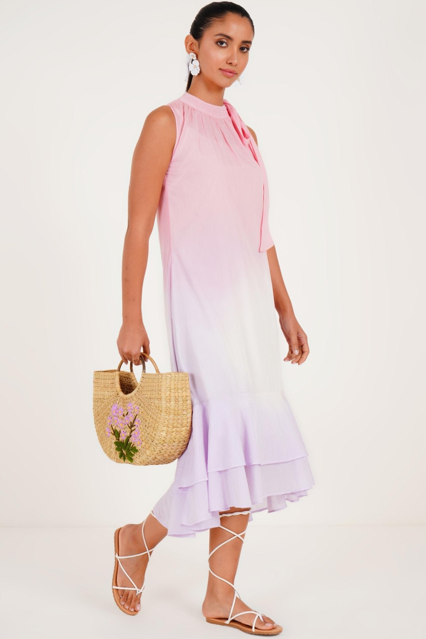 Sunset ombre hand dyed midi dress - Western Era Dresses for women