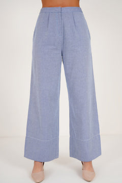 Tailored Blue Herringbone Trouser - Western Era trousers for women
