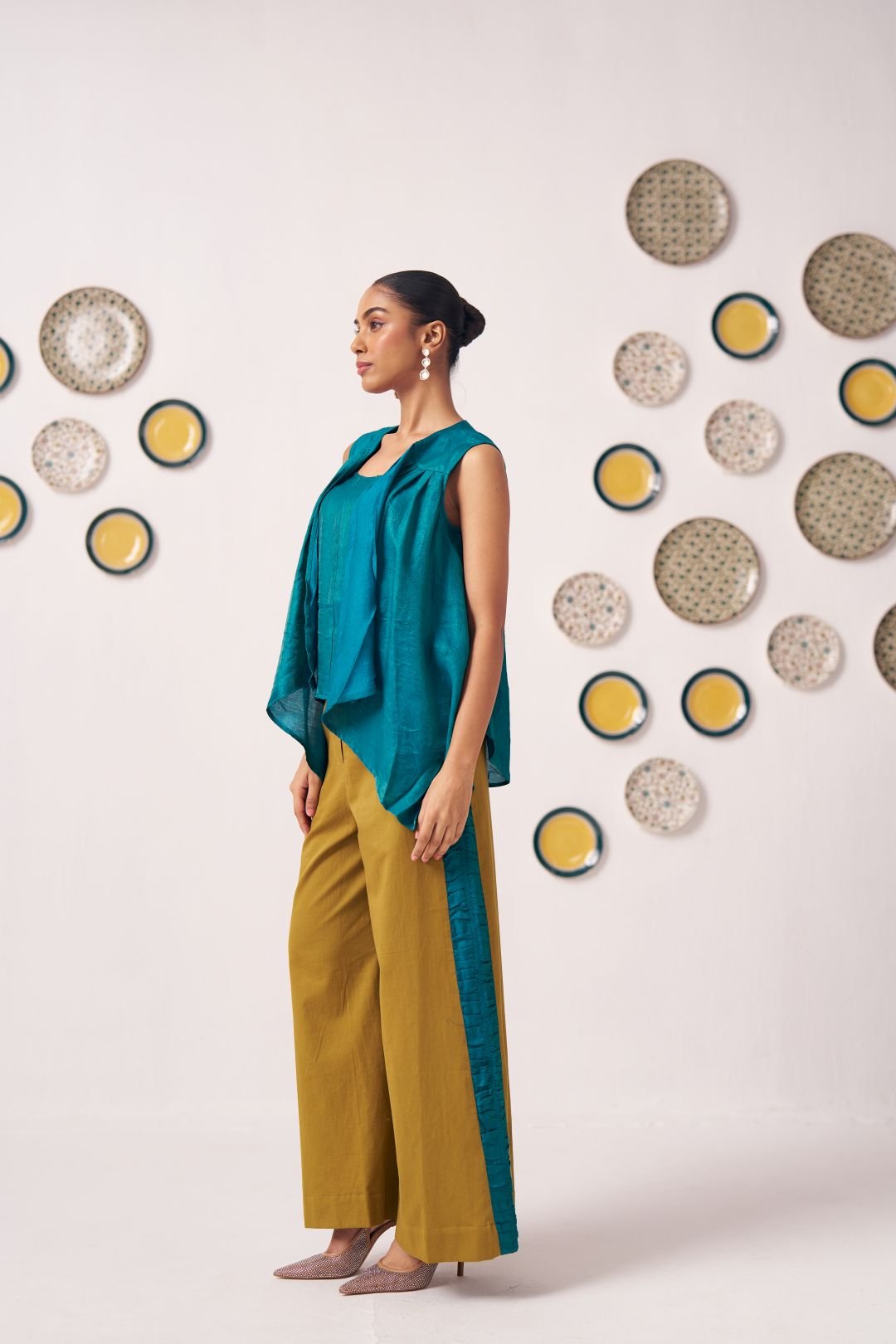 Teal Draped Overlay Top - Western Era Tops for women