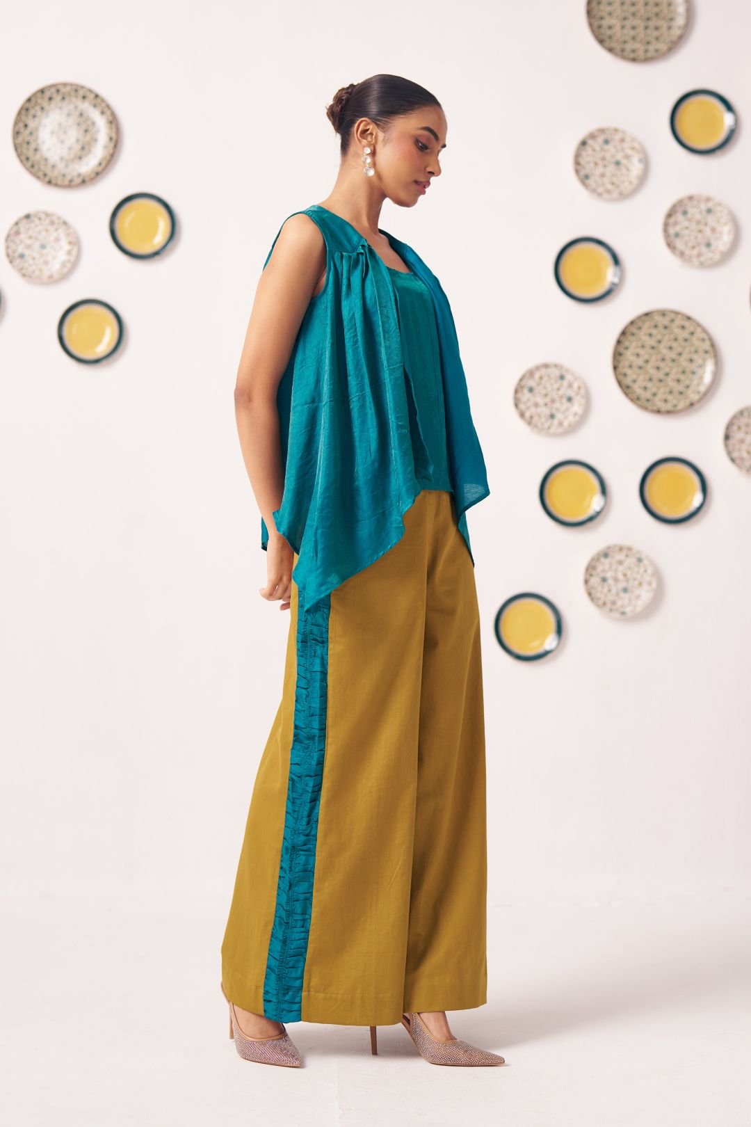 Teal Draped Overlay Top - Western Era Tops for women