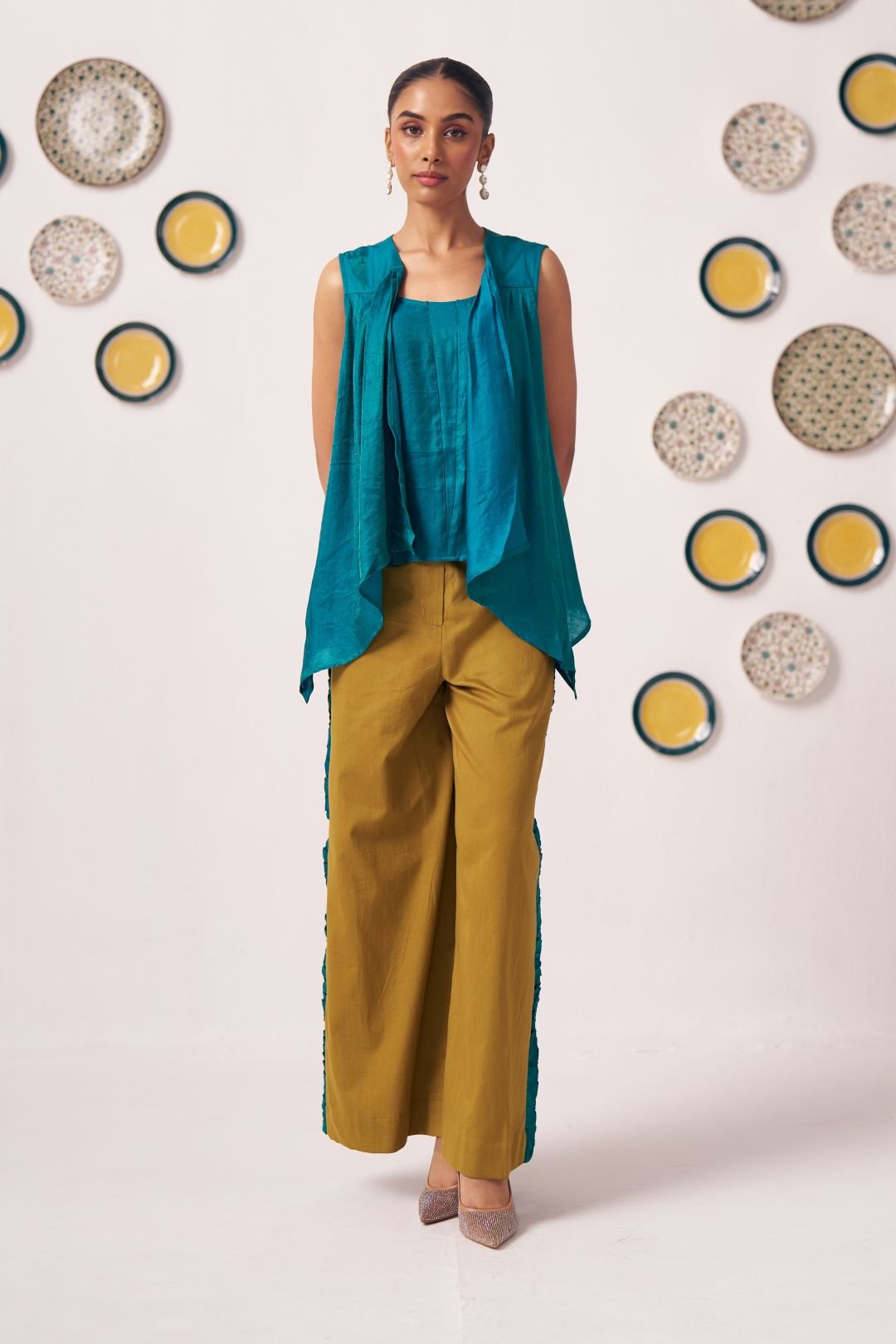 Teal Draped Overlay Top - Western Era Tops for women