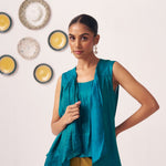 Teal Draped Overlay Top - Western Era Tops for women