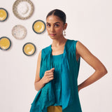 Teal Draped Overlay Top - Western Era Tops for women