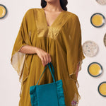 Teal Ruffled Shimmer Fabric Pouch Bag - Western Era for women