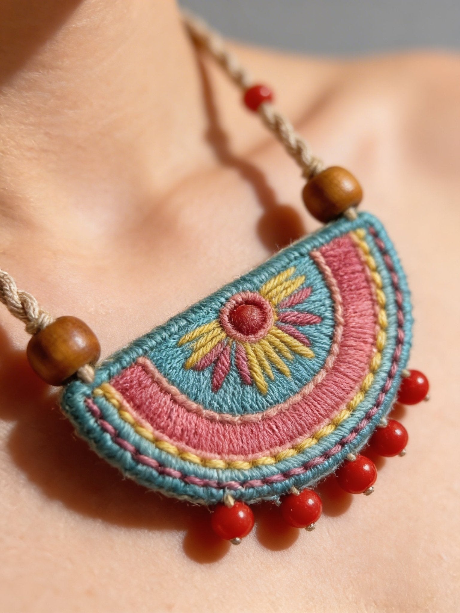 The Festival Charm Handmade Necklace In Embroidery Design - Western Era for women