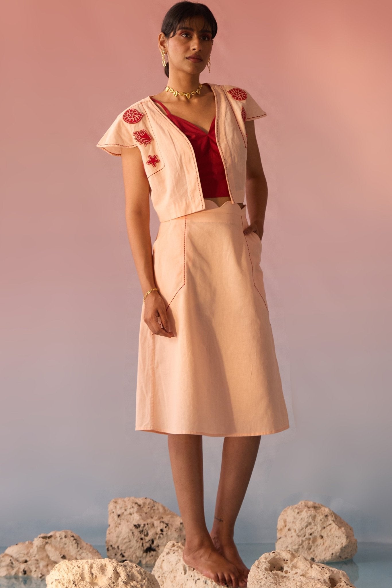 Three Piece Set of Jacket Bustier and Skirt - Western Era Co - ord set for women