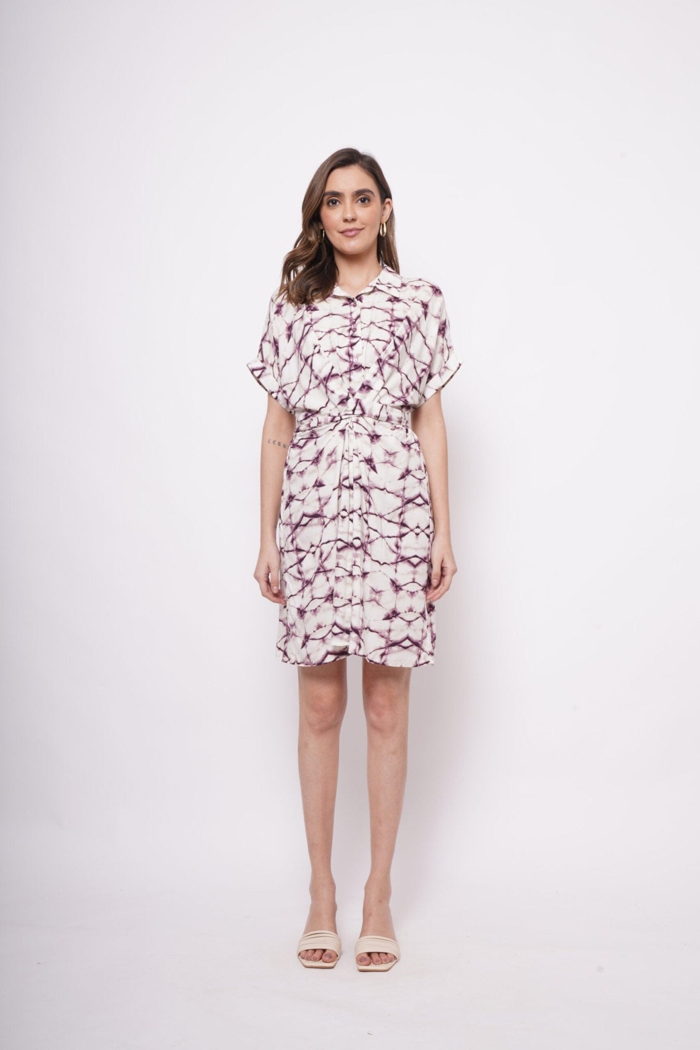 Tie Dye Print Wrap Around Dress - Western Era Dresses for women