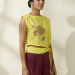 Top In Bottom Side Knot With Front Embroidery Design - Western Era Tops for women