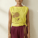 Top In Bottom Side Knot With Front Embroidery Design - Western Era Tops for women