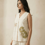 Top In Box Pleat with Embroidery Design Co - ord Set - Western Era Jumpsuits for women