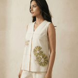 Top In Box Pleat with Embroidery Design Co - ord Set - Western Era Jumpsuits for women