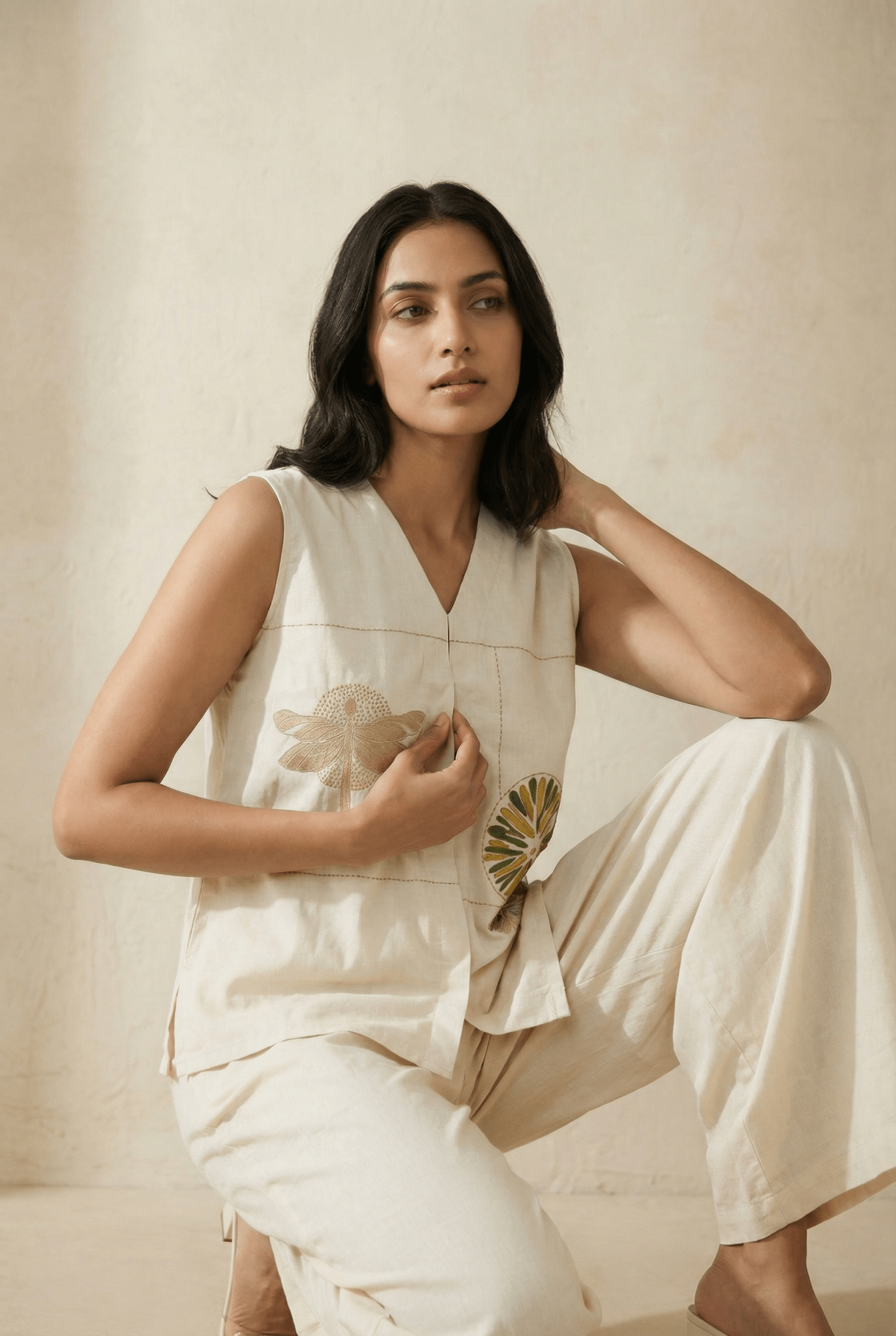 Top In Box Pleat with Embroidery Design Co - ord Set - Western Era Jumpsuits for women