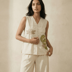 Top In Box Pleat with Embroidery Design Co - ord Set - Western Era Jumpsuits for women